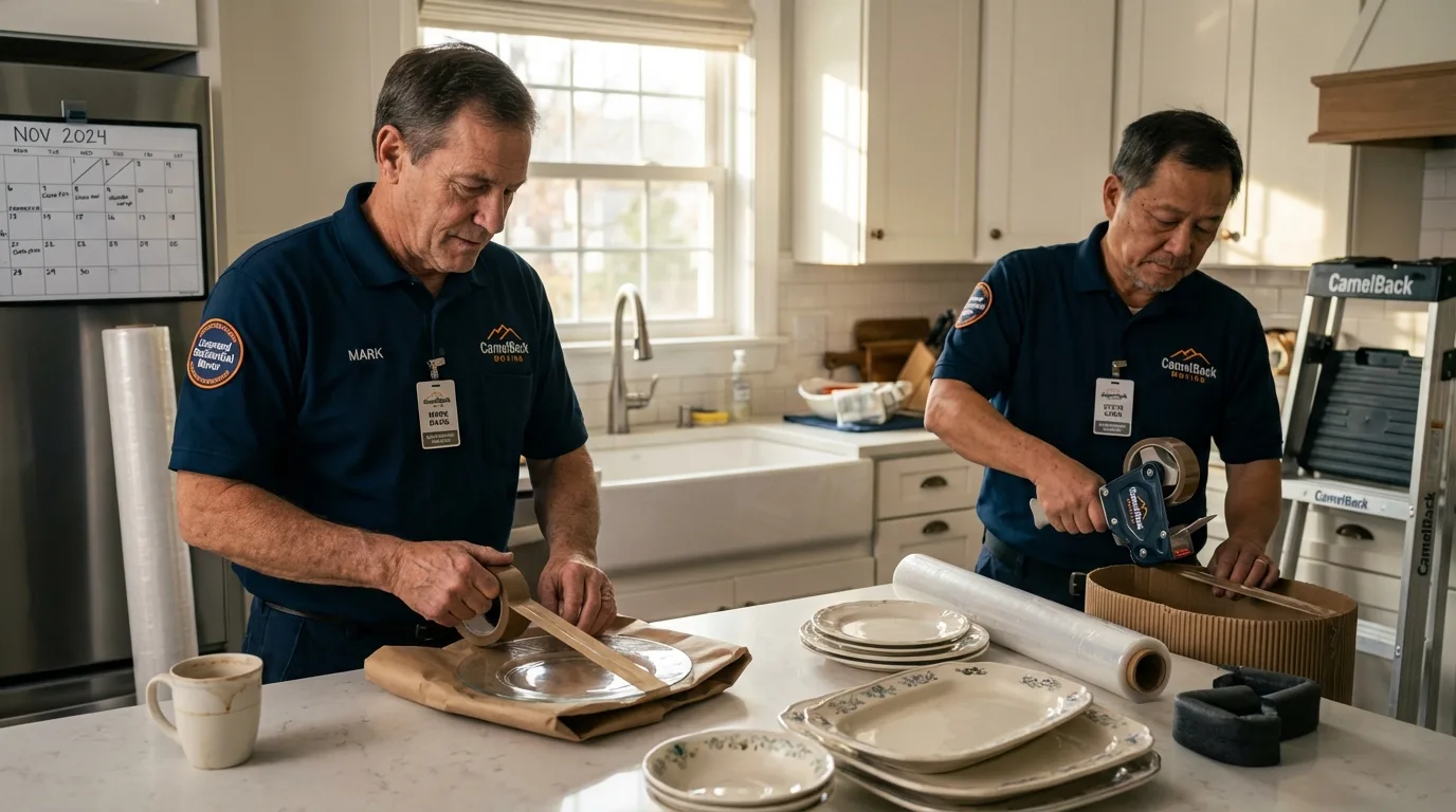 Professional crew packing kitchen dishware in Mount Vernon, OH